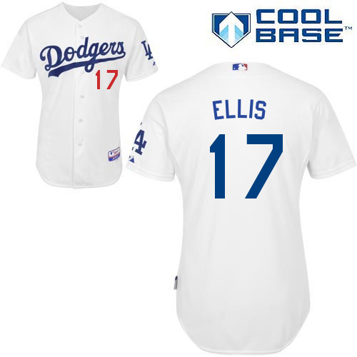A-J Ellis #17 MLB Jersey-L A Dodgers Men's Authentic Home White Cool Base Baseball Jersey